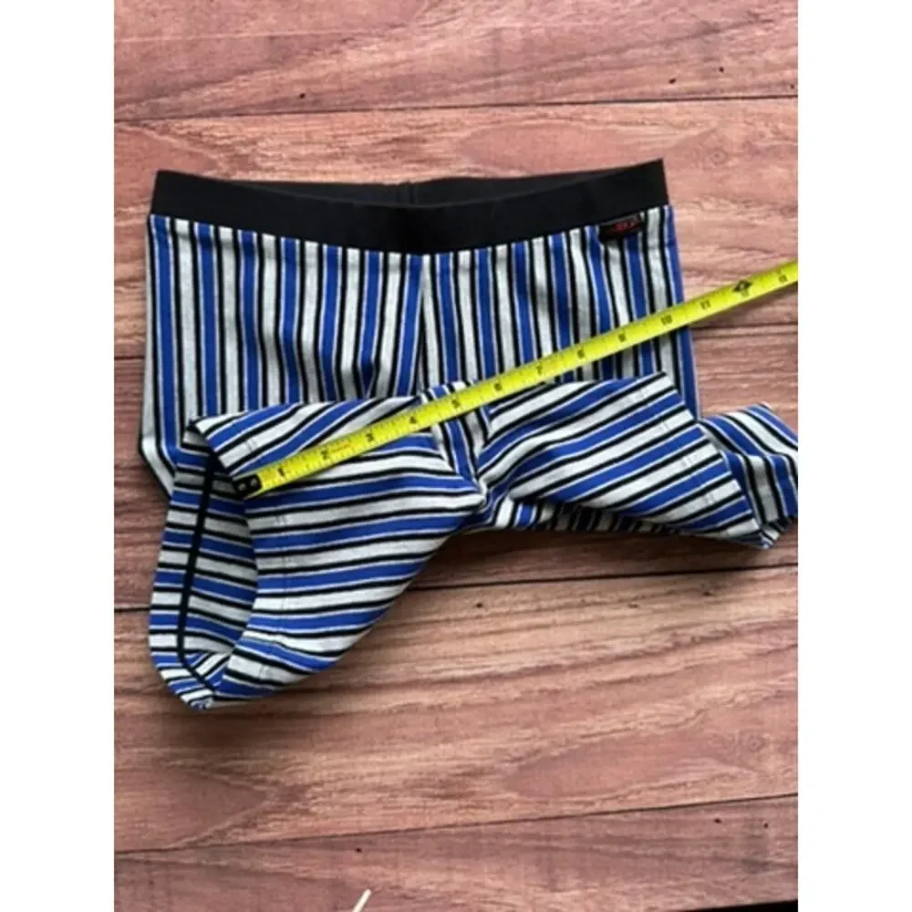 Vintage 80s 90s Marika Blue Striped Coolmax Bike Shorts High Waist M